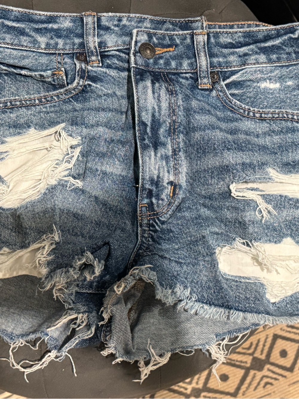 American Eagle Outfitters Distressed Blue Denim Jean Shorts